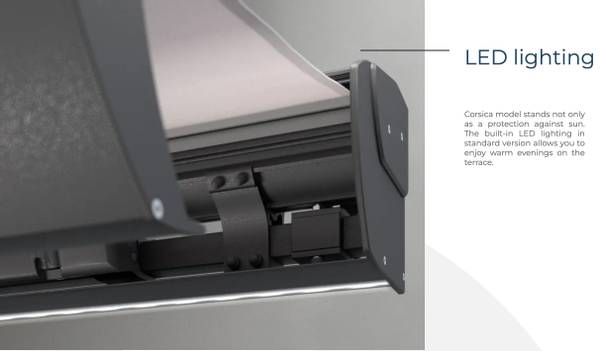 Hovedbilde Kassettmarkise m ledlys, Bredde 415-470 cm x 260 cm utfall