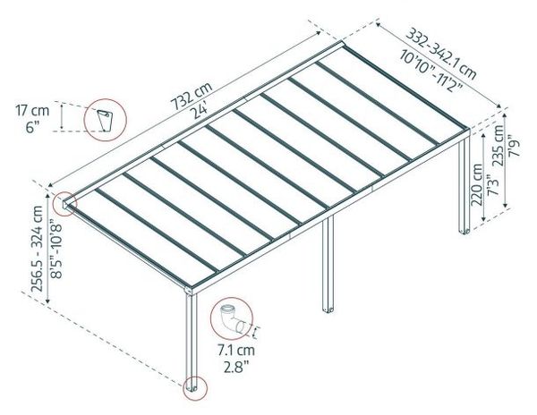 Hovedbilde Terrassetak 342 x 732 cm - Stockholm fra Canopia By Palram